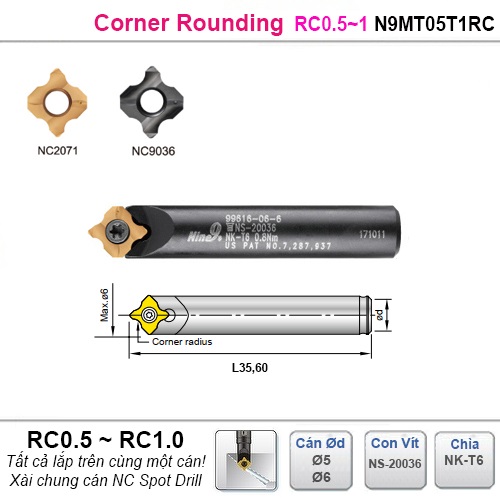 Dao bo cung R0.5-1 Nine9 N9MT05T1RC