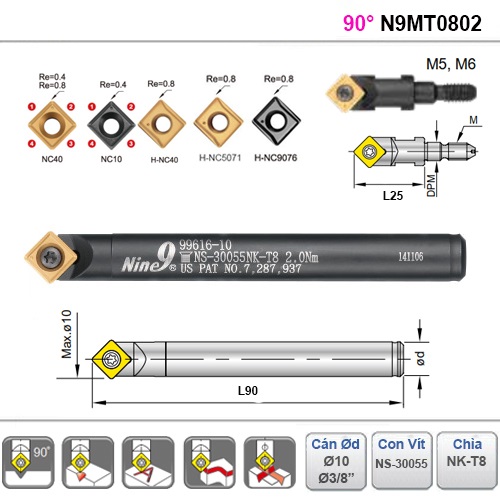 Dao Spot Drill 90 Độ Nine9 N9MT0802