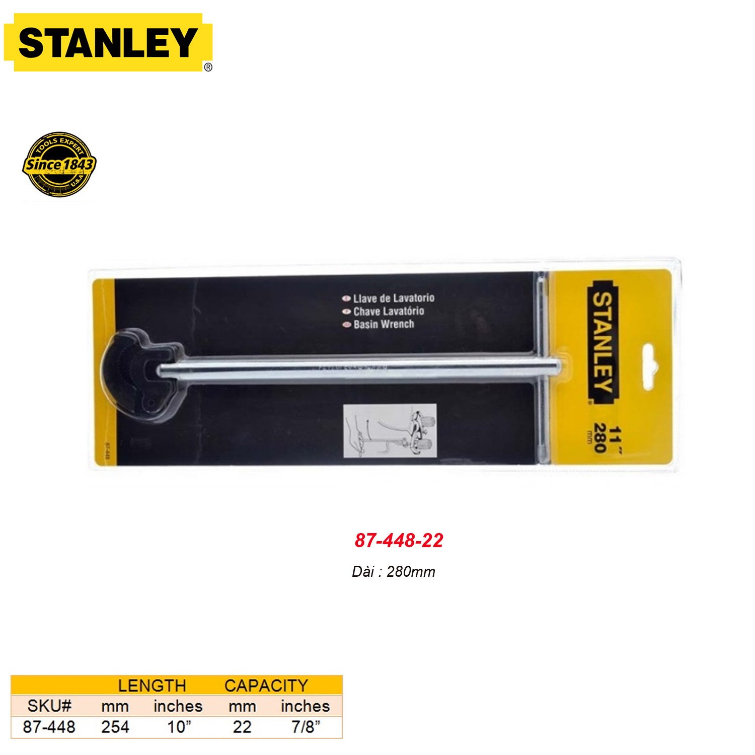Cờ lê mở vòi nước 280mm Stanley 87-448-22