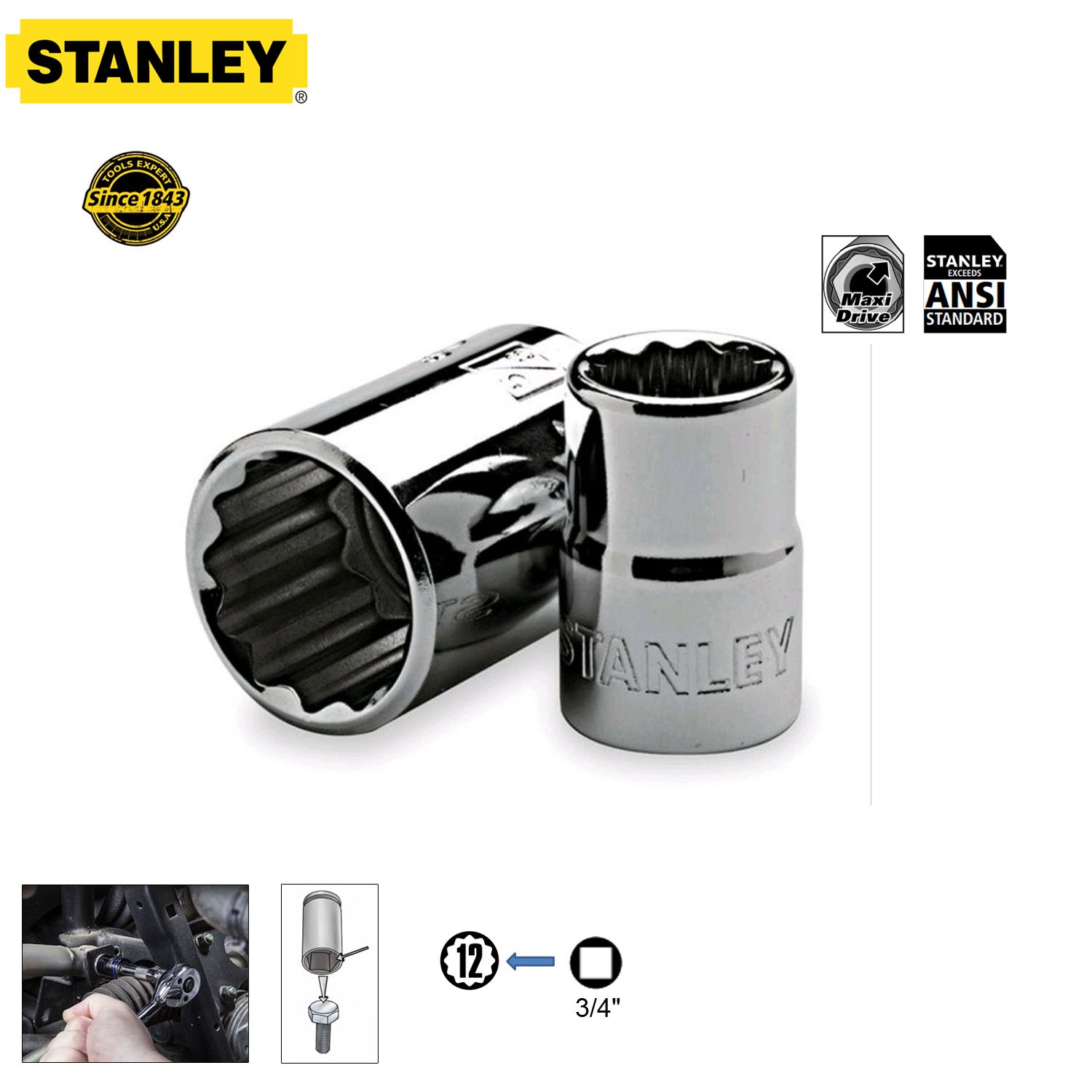 Đầu tuýp 12 cạnh 3/4" Stanley STMT896-8B