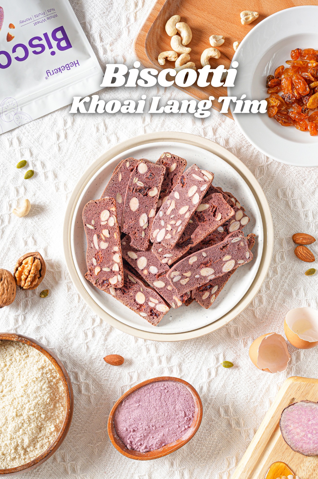 Bánh biscotti khoai lang tím thơm ngon