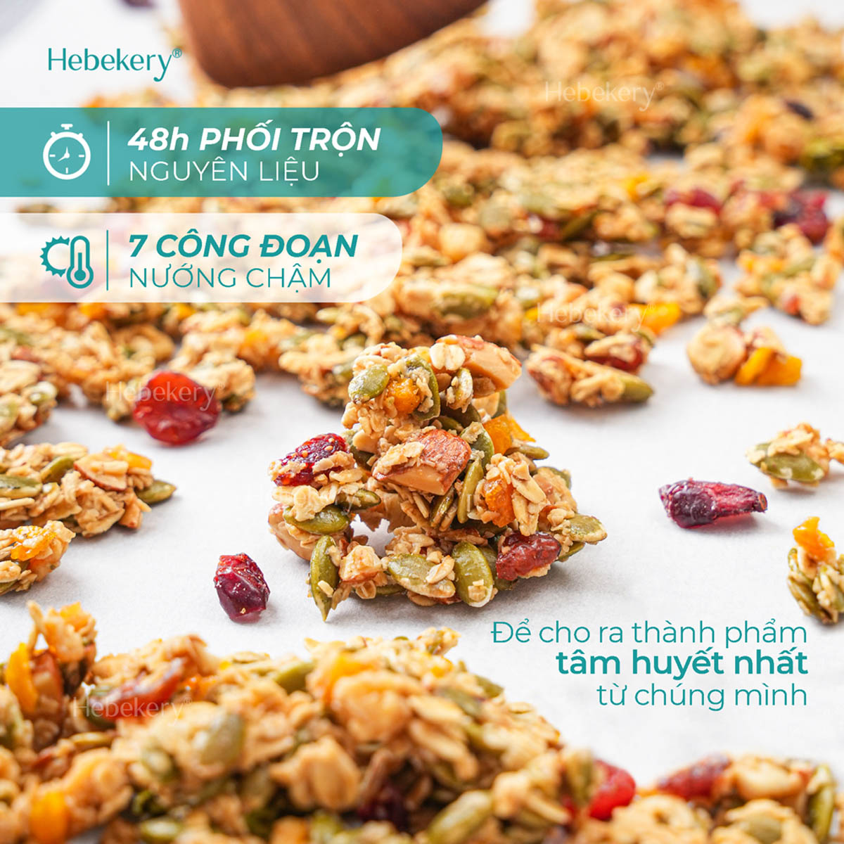 Granola calo thấp cần 48h để sơ chế và phối trộn nguyên liệu