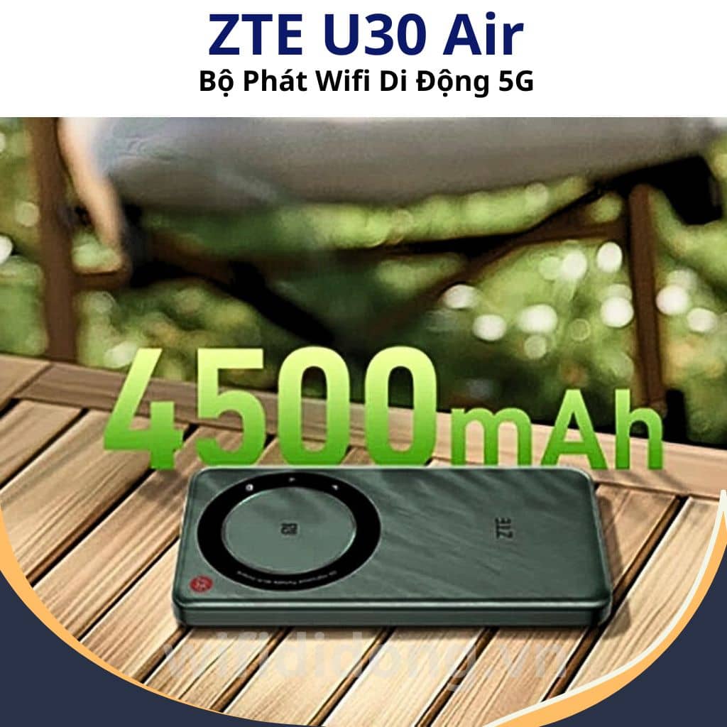 Bộ Phát WiFi ZTE U30 Air | Bộ Phát WiFi Di Động 5G, Tốc Độ Cao 867Mbps, Pin Khủng Lên Đến 10h, Kết Nối 1 Chạm | Hàng Chính Hãng
