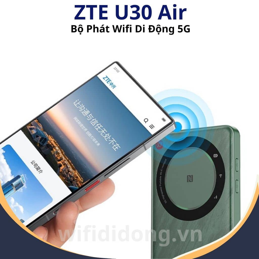 Bộ Phát WiFi ZTE U30 Air | Bộ Phát WiFi Di Động 5G, Tốc Độ Cao 867Mbps, Pin Khủng Lên Đến 10h, Kết Nối 1 Chạm | Hàng Chính Hãng