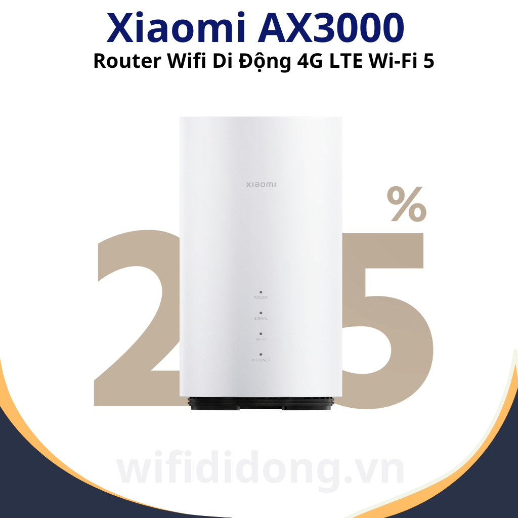 Xiaomi AX3000 Cat 12 | Router Wifi Di Động 4G LTE Wifi 6, Băng Tần Kép, Tốc Độ 600Mbps | Bảo hành 12 tháng 1 đổi 1