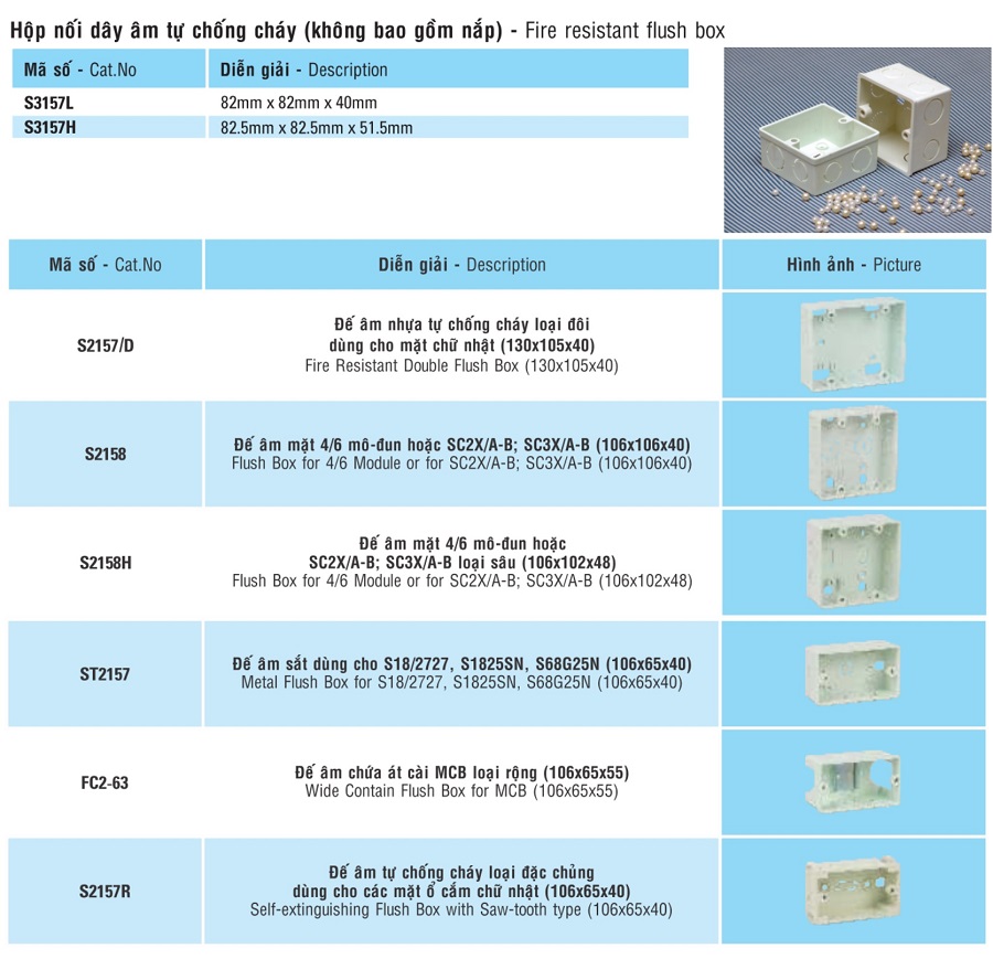 Đế âm chữ nhật đôi Sino S2157/D