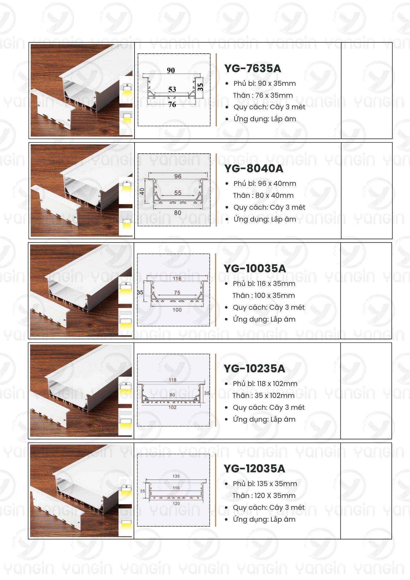 Đèn led thanh nhôm âm trần