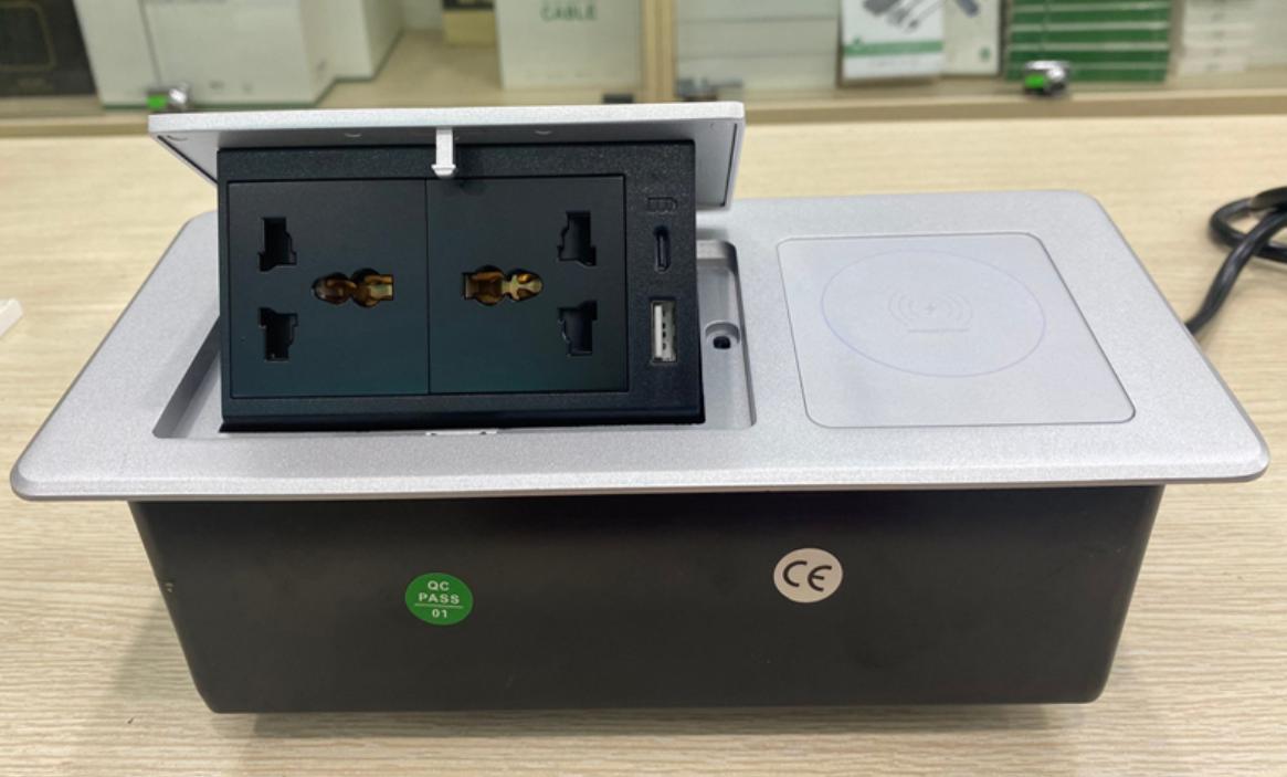 Hộp ổ cắm điện âm bàn cao cấp Sinoamigo STS-PU01S/Qi