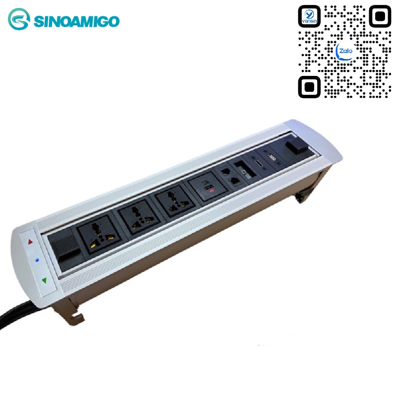 Hộp ổ cắm điện âm bàn Sinoamigo STS-240E (Đóng mở bằng điện)