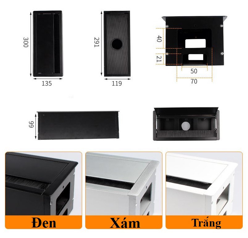 Hộp điện âm bàn nhôm 300x135x100 - YG-RM005A