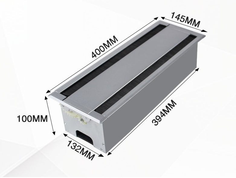 Hộp điện âm bàn nhôm nắp mở 2 hướng 400x145x100