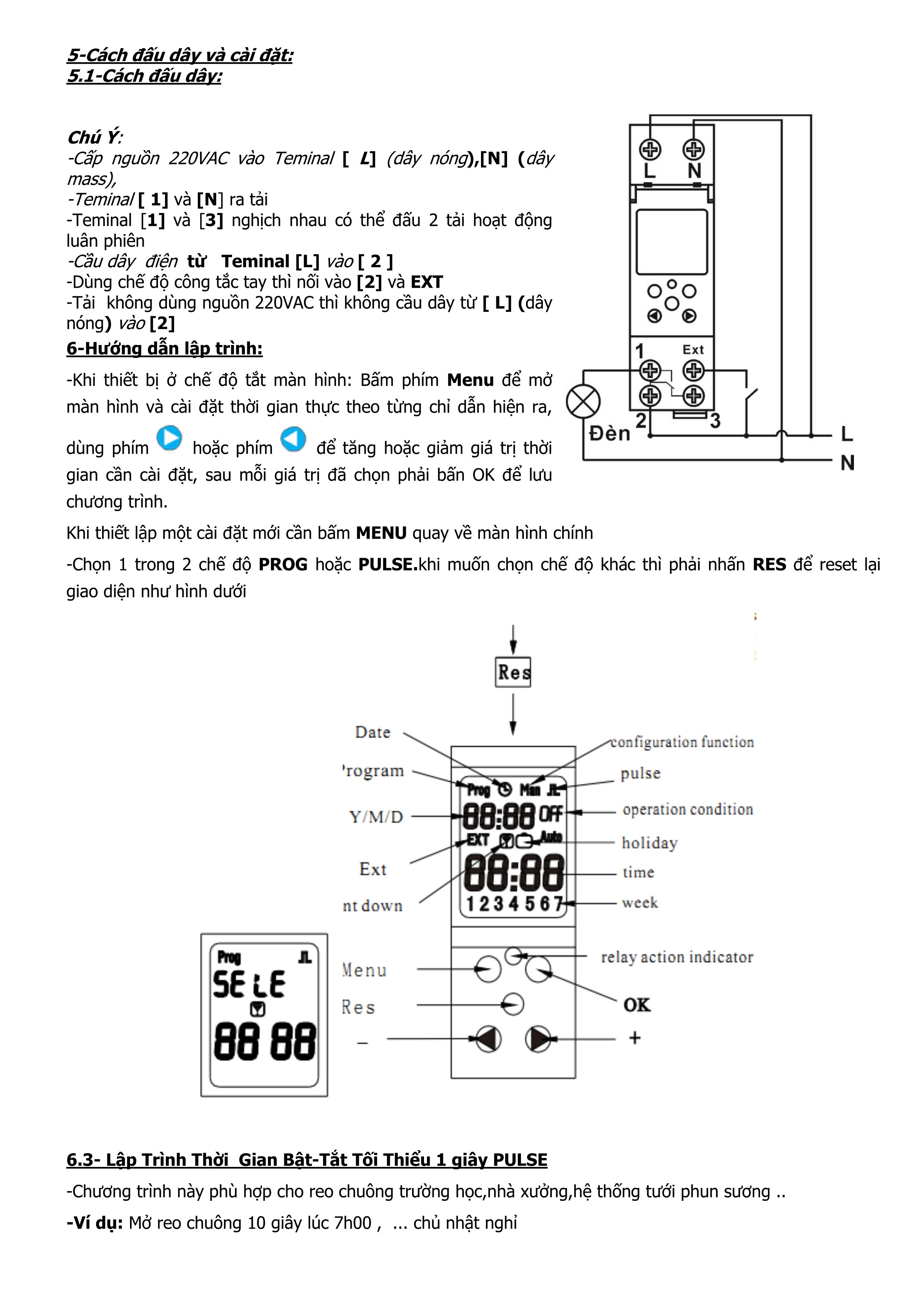 HƯỚNG DẪN SỬ DỤNG TIMER HẸN GIỜ ĐIỆN TỬ KAWASAN TS601: