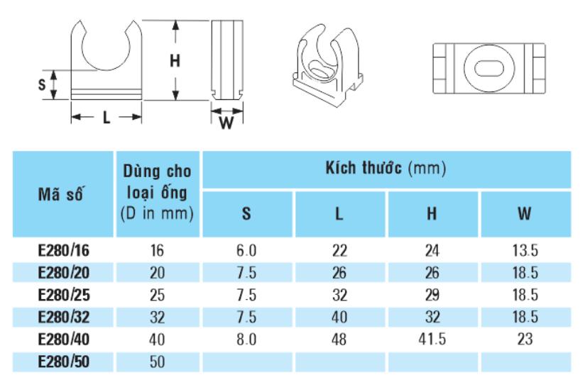 Kẹp đỡ ống sino D16 E280/16