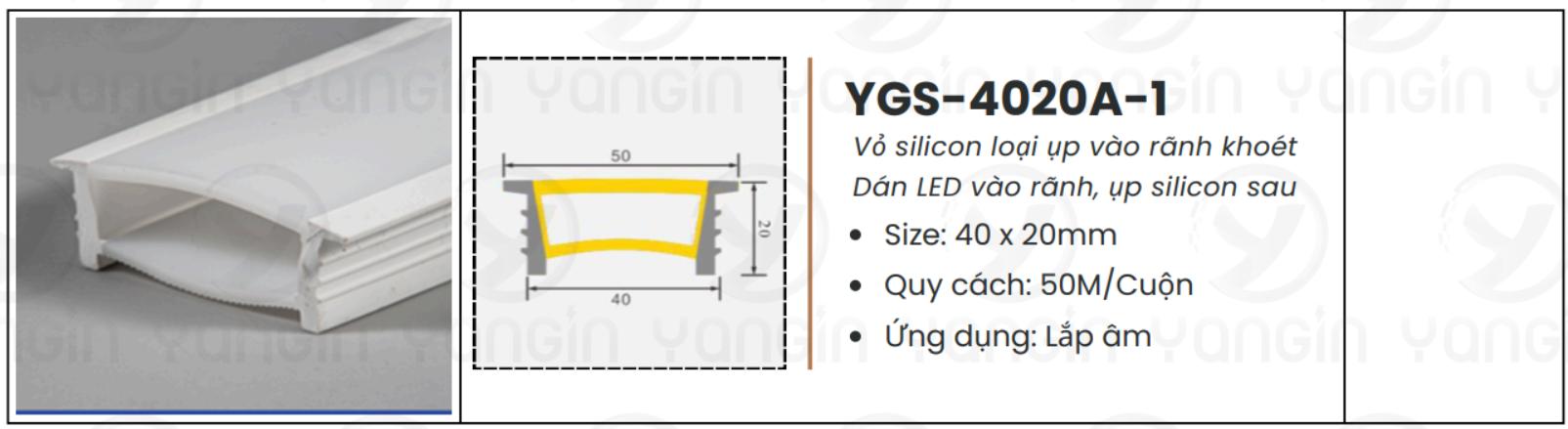 LED silicon âm 1 khe 40x20 YGS-4020A-1