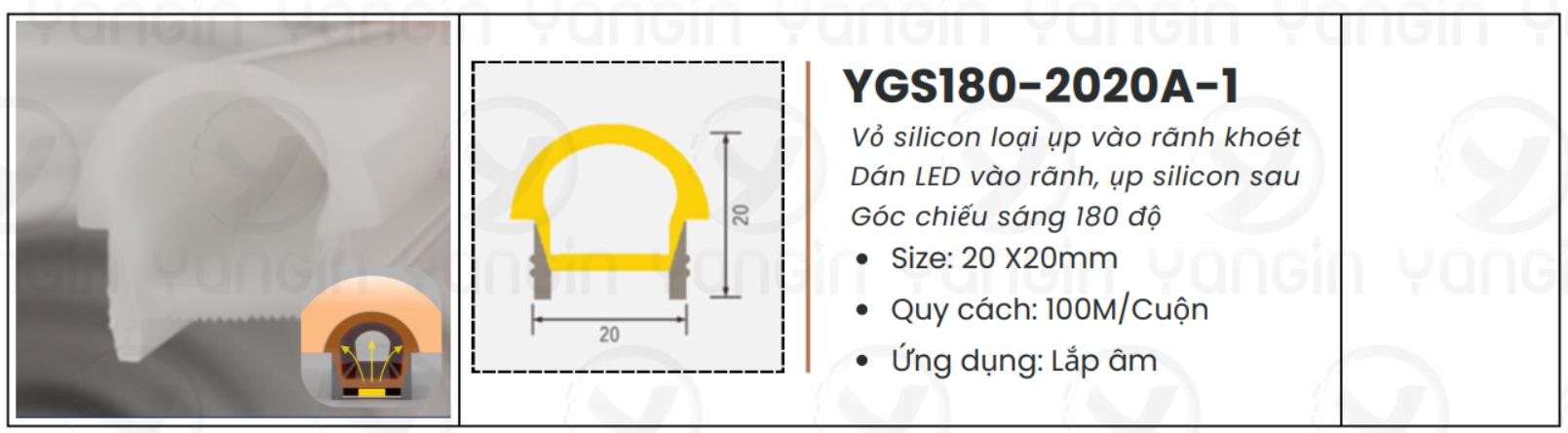 LED silicon âm mặt sáng cong 20x20 YGS180-2020A-1