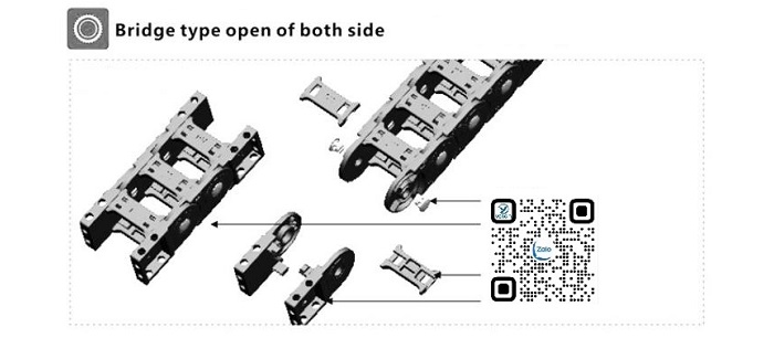 Máng xích nhựa cầu hở, cao trong 35mm