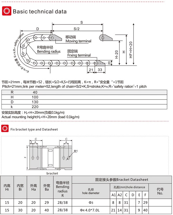Máng xích nhựa mặt lưng cầu kín, cao trong 15mm