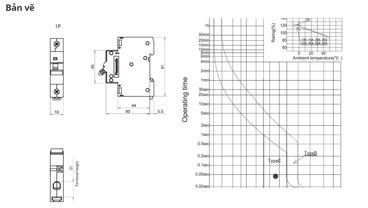MCB 1P 6kA Panasonic