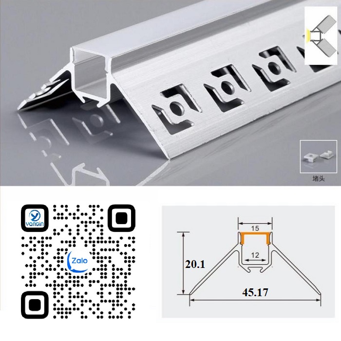 Thanh nhôm định hình led âm giấu viền YG0-325
