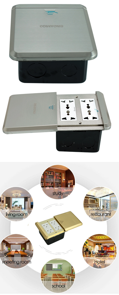 Ổ cắm âm sàn đôi nắp trượt Sinoamigo SHP-M2S (6 thiết bị)