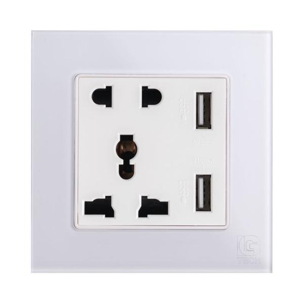 Ổ cắm điện 5 chấu mặt kính LG-F71-0044W