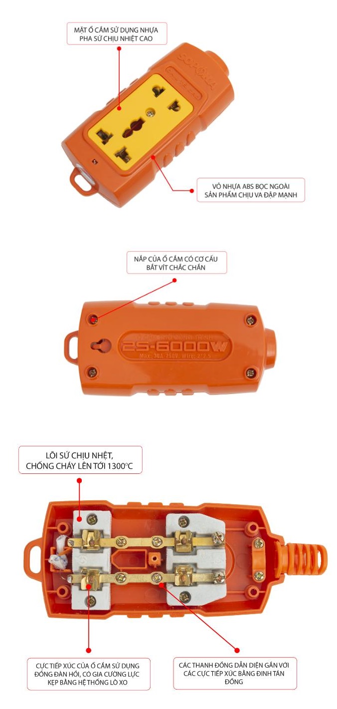 Ổ cắm chịu tải 6000W Sopoka 2S-6000W