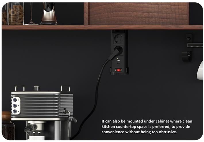 Ổ cắm điện âm bàn Sinoamigo STP-2AB/2Pu+Qi