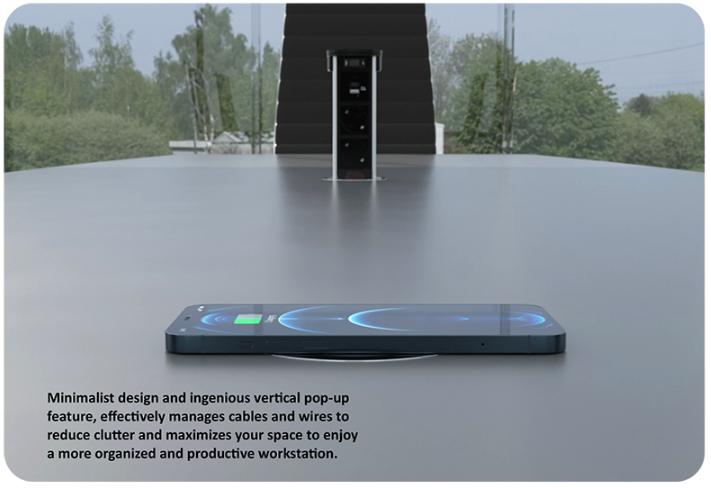 Ổ cắm điện âm bàn Sinoamigo STP-2AB/2Pu+Qi