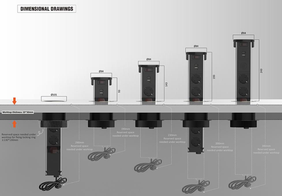 Ổ cắm điện âm bàn Sinoamigo STP-2AB/2Pu+Qi
