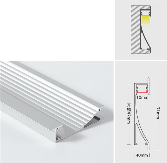 Thanh nhôm định hình led hắt chân tường 2409