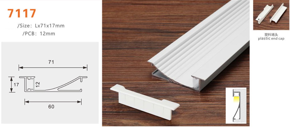 Thanh nhôm định hình led chân tường YG-7117 (Lắp âm)