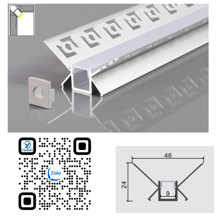 Thanh nhôm định hình led âm giấu viền YG0-279