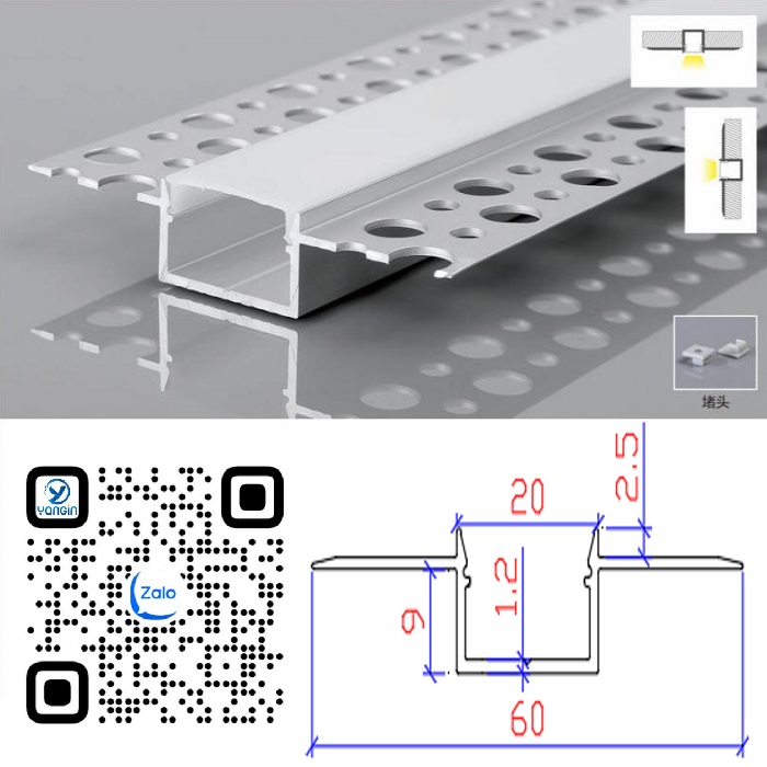 Thanh nhôm định hình led âm giấu viền YG0-711