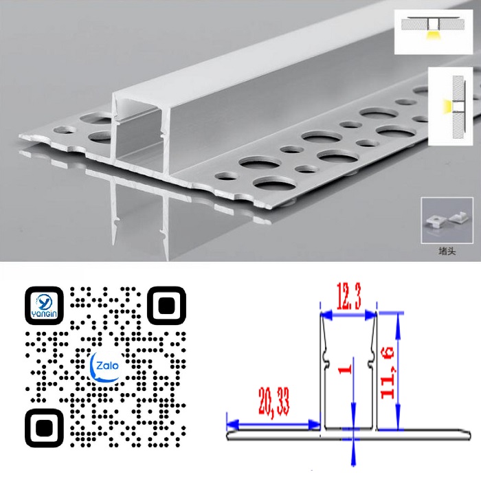 Thanh nhôm định hình led âm giấu viền YG0-728