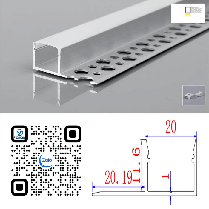 Thanh nhôm định hình led âm giấu viền YG0-734