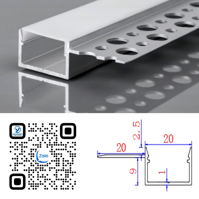 Thanh nhôm định hình led âm giấu viền YG0-735