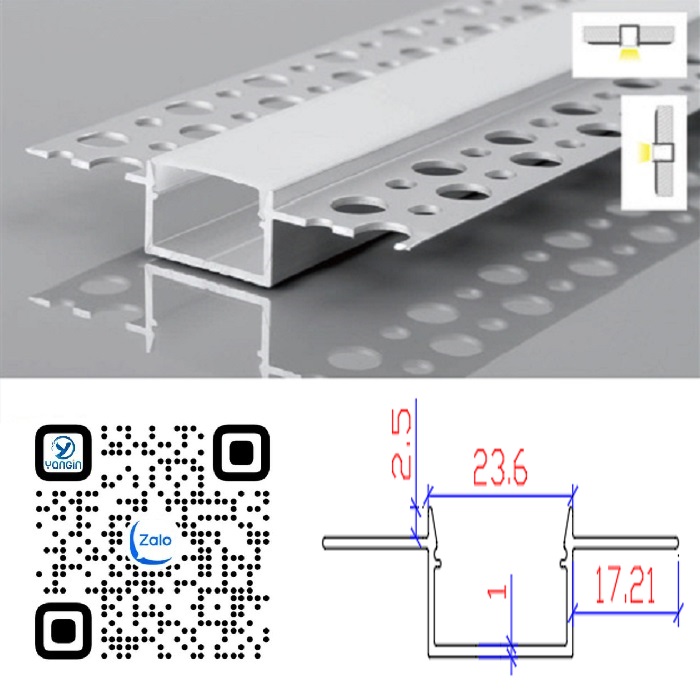 Thanh nhôm định hình led âm giấu viền YG0-739