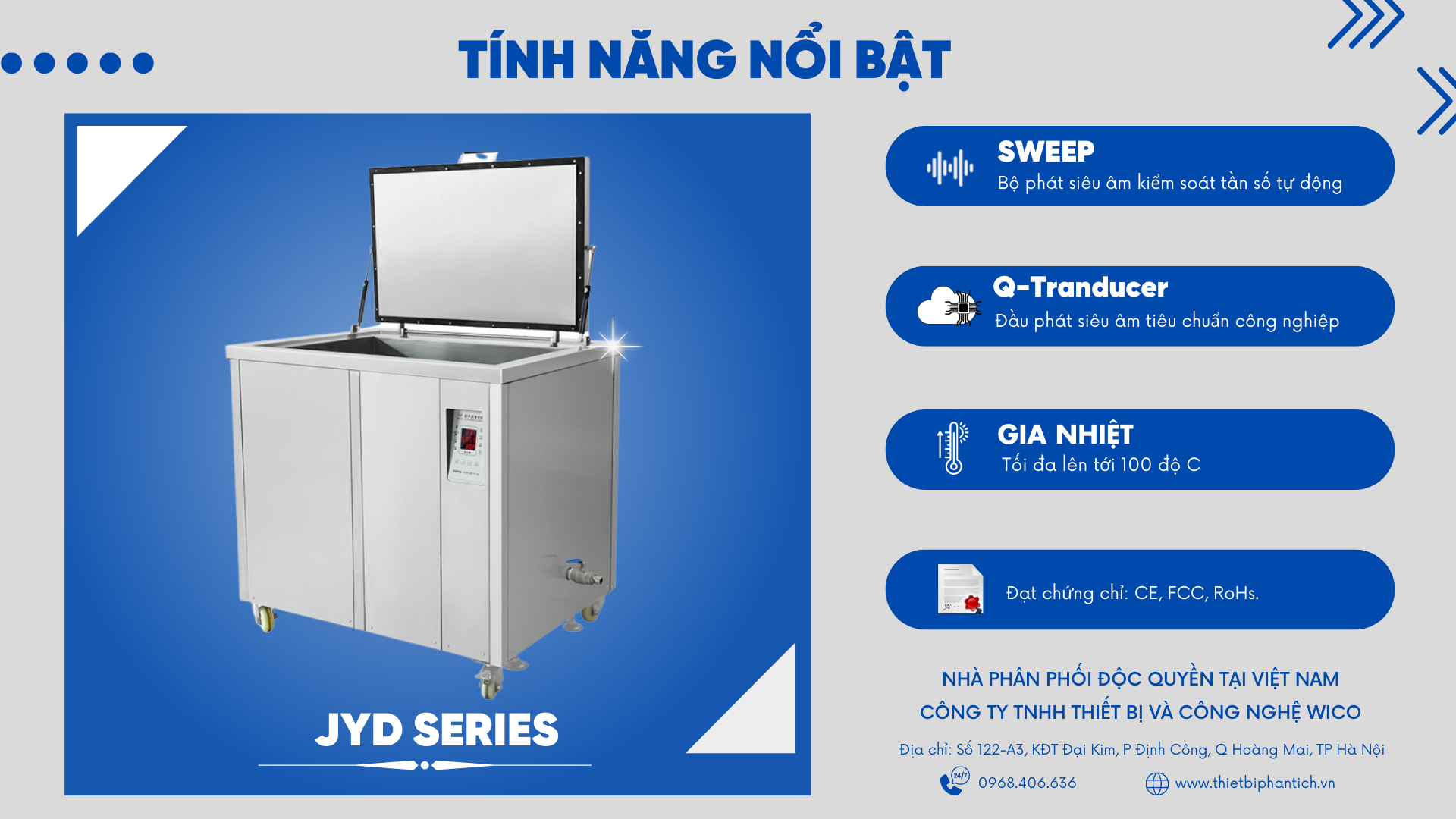 Tính năng nổi bật bể rửa siêu âm Jiayuanda JYD-Series