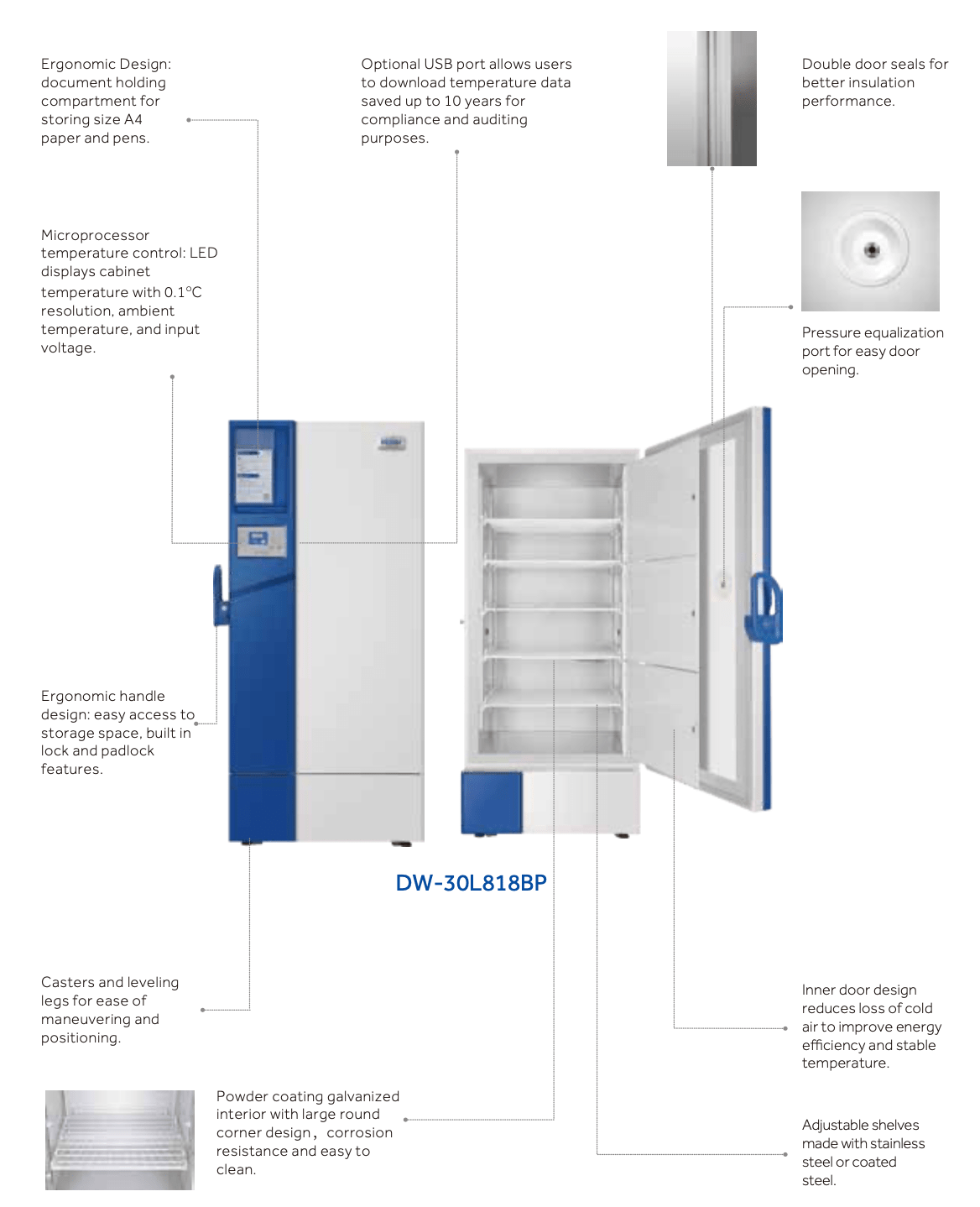 Cấu tạo tủ lạnh âm sâu -30 độ DW-30L818