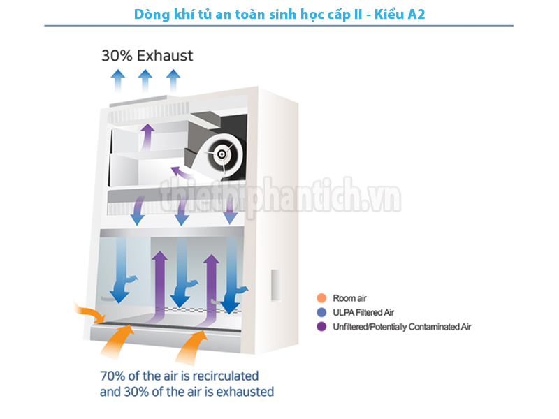 Dòng khí tủ an toàn sinh học cấp II (cấp 2) - Kiểu A2