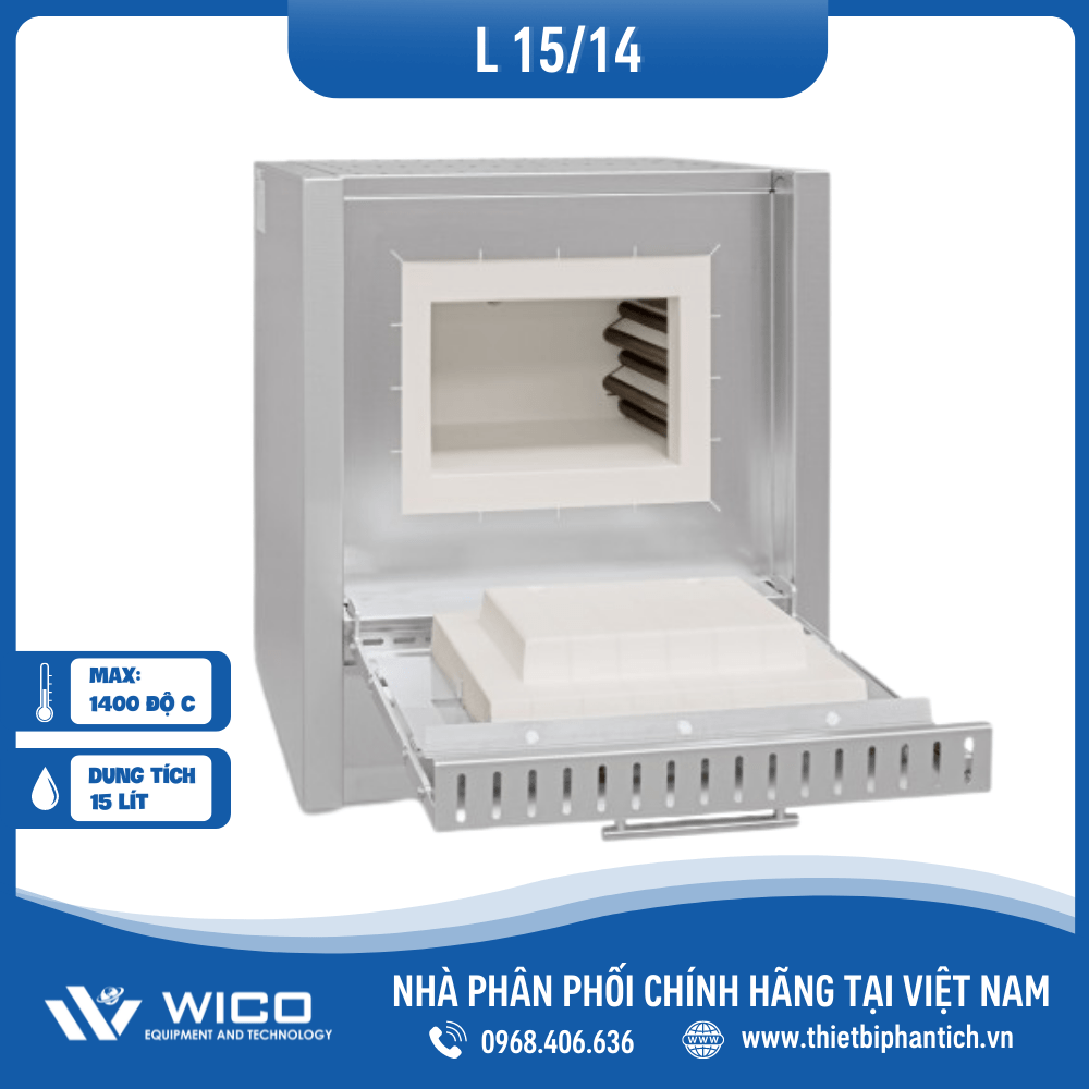 Lò Nung Thí Nghiệm 15 Lít - 1400 Độ C Nabertherm L 15/14/B510