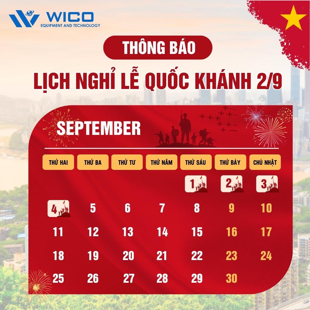 WICO - THÔNG BÁO LỊCH NGHỈ LỄ QUỐC KHÁNH 2-9