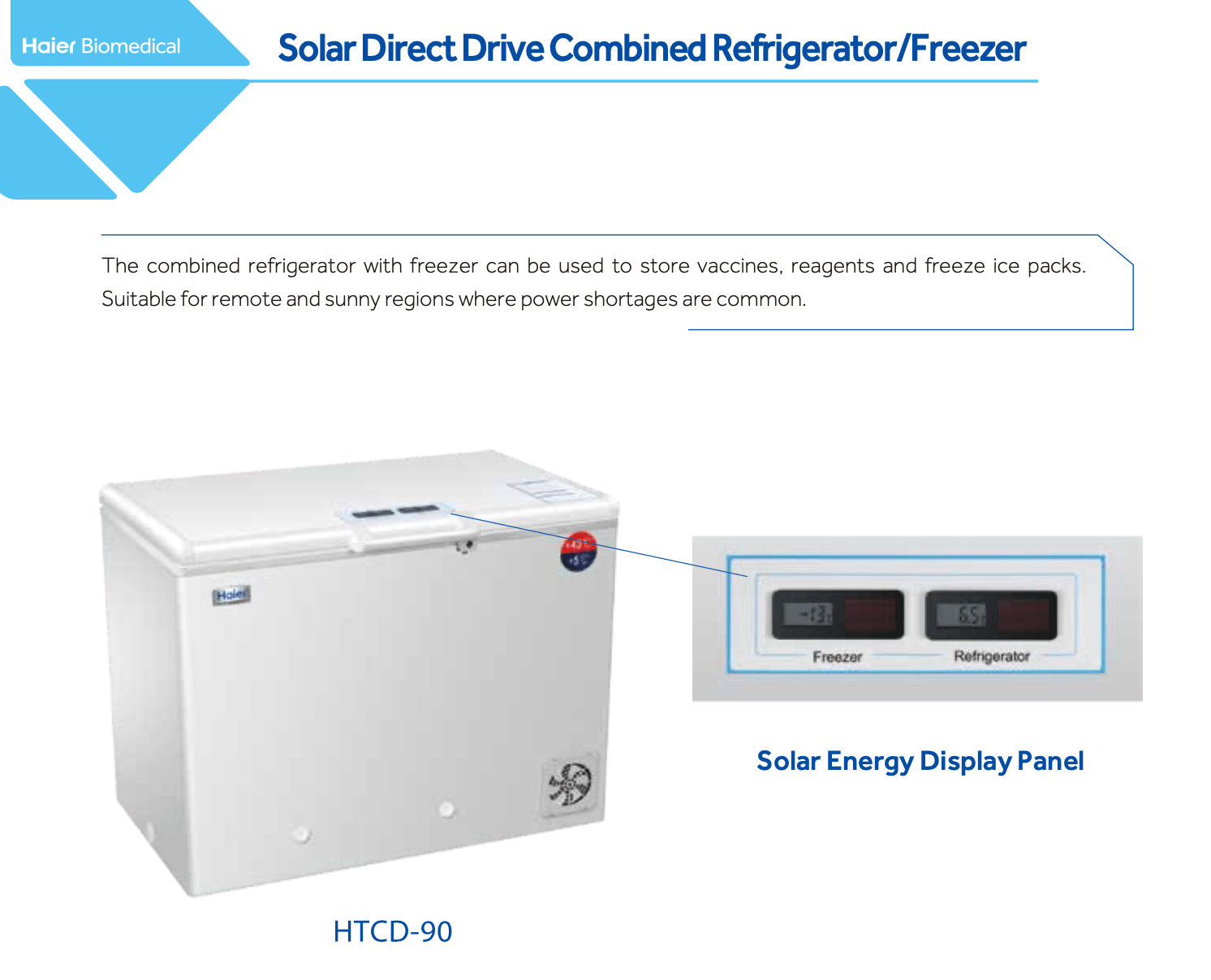 Tính năng tủ bảo quản - Dùng năng lượng mặt trời Haier HTCD-90