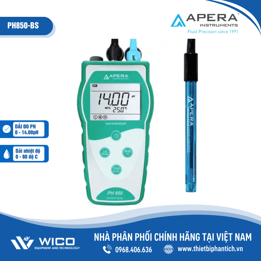 Máy đo pH/mV/nhiệt độ cầm tay trong thực phẩm Apera - Mỹ PH850-BS