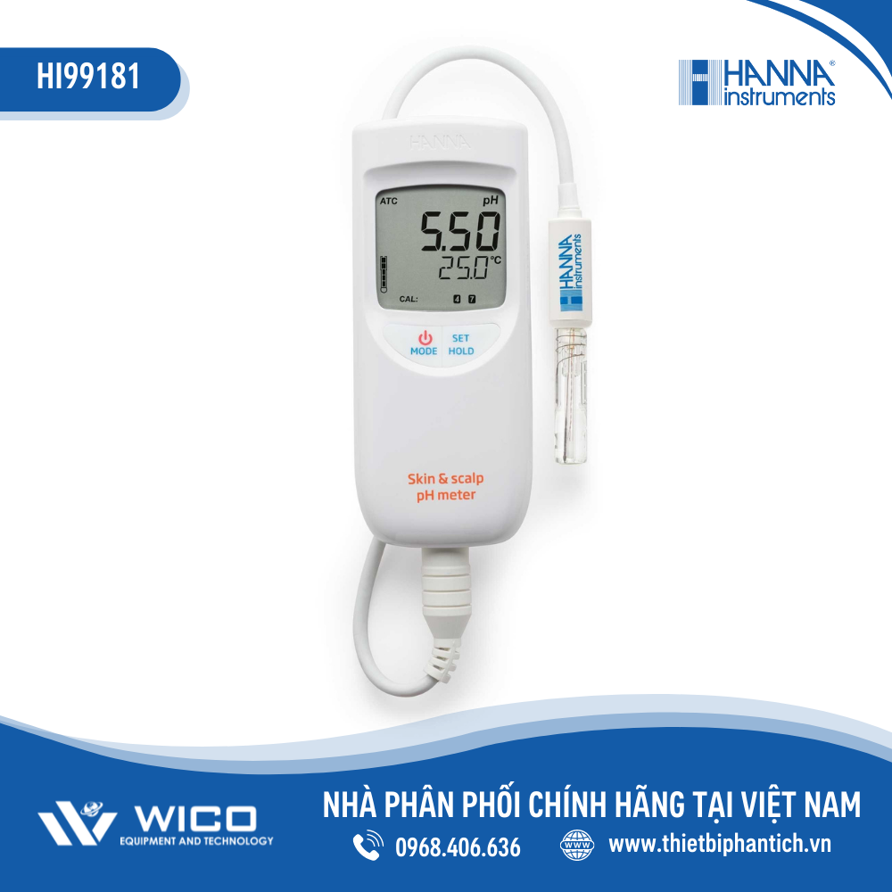 Máy Đo pH/Nhiệt Độ Trên Bề Mặt Da Người Và Da Đầu Hanna HI99181