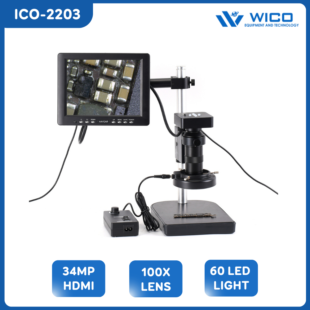 Bộ Camera Kính Hiển Vi ICO-2203 | 34MP - C-mount 100X - 60LED Rings