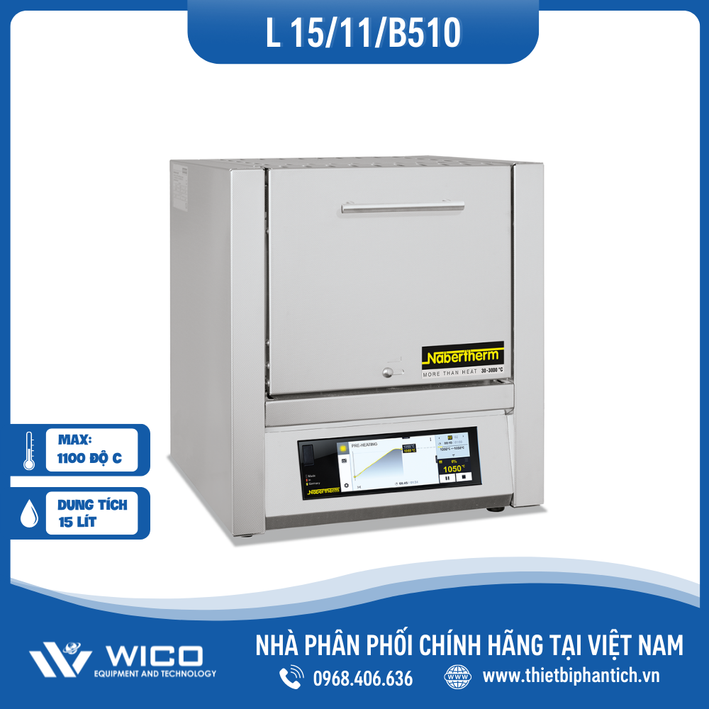 Lò nung Nabertherm 15 Lít 1100 Độ - Cửa Lật L 15/11/B510