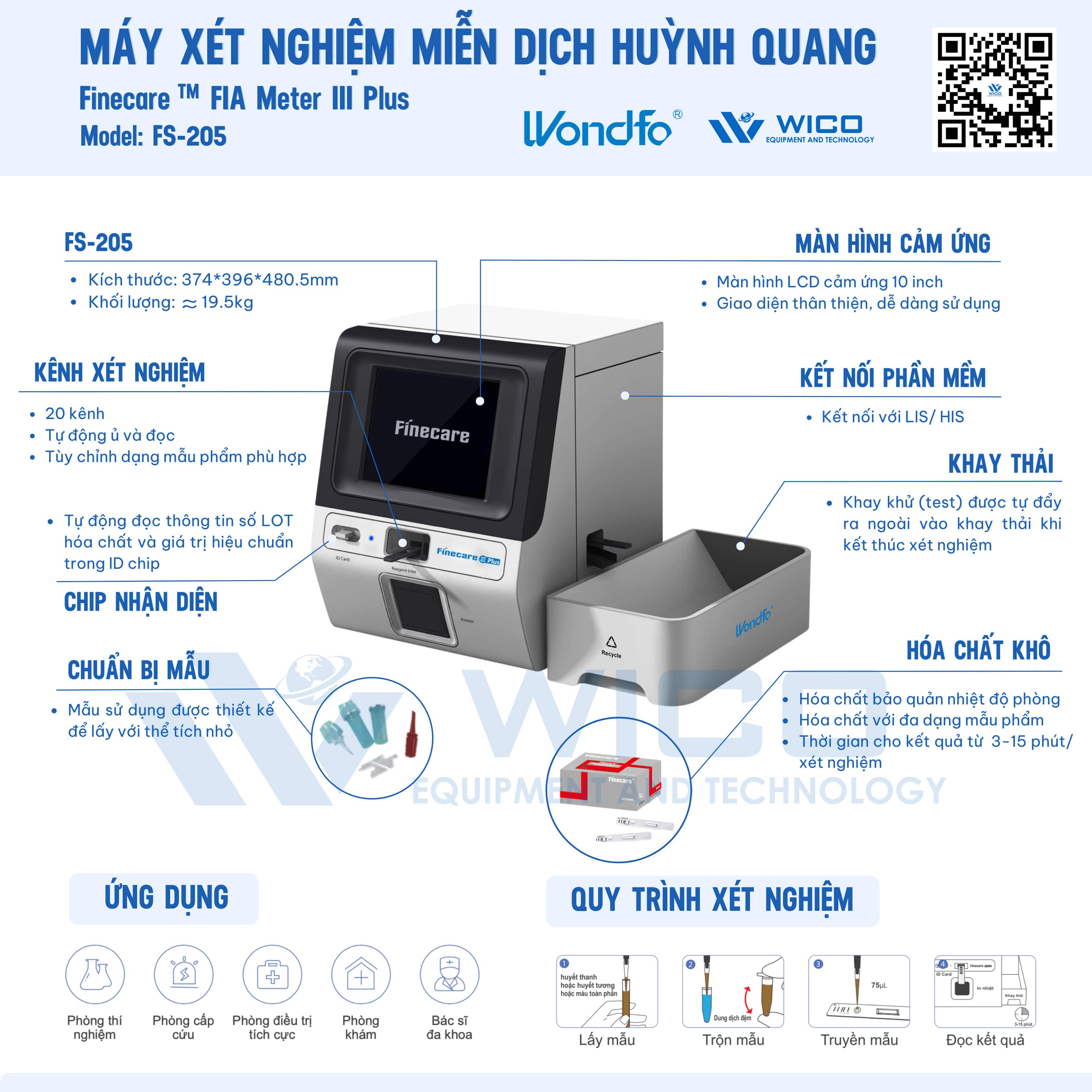 Tính năng Máy Xét Nghiệm Miễn Dịch Huỳnh Quang Wondfo FS-205