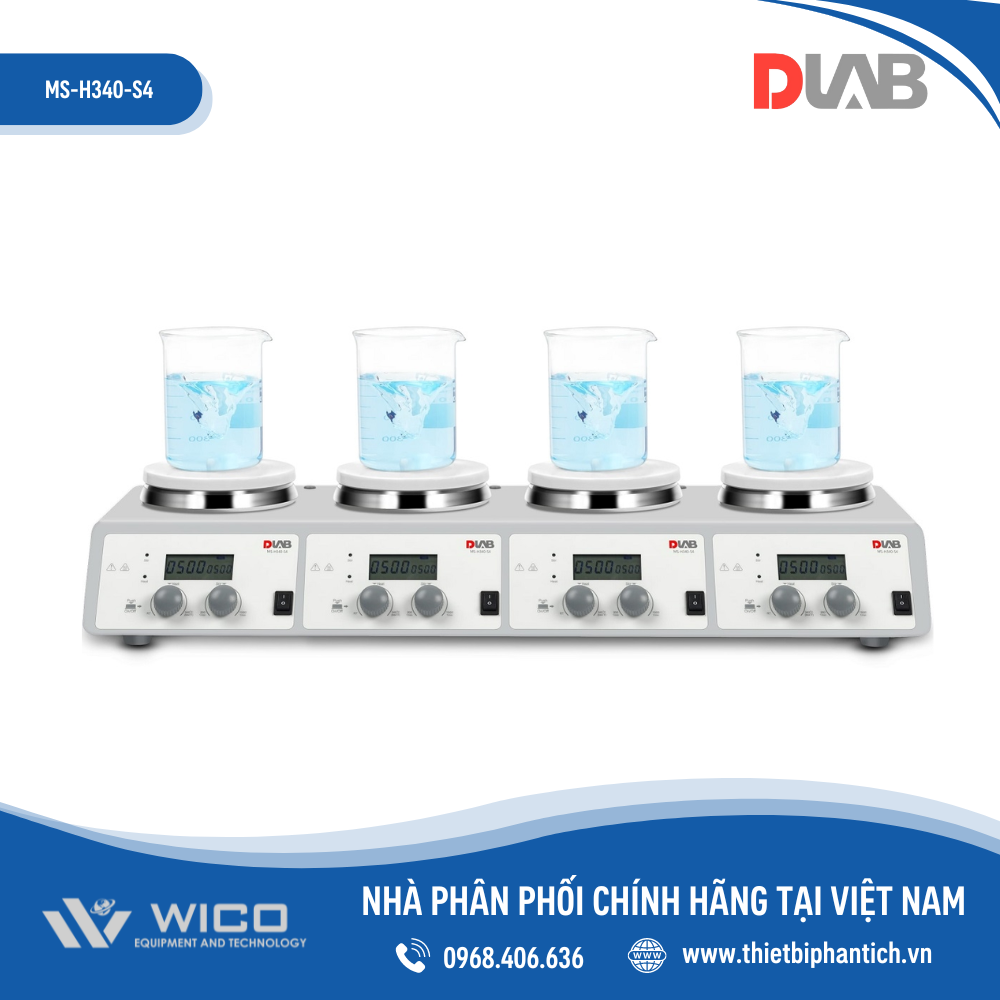 Máy Khuấy Từ Gia Nhiệt 4 Vị Trí Dlab MS-H340-S4