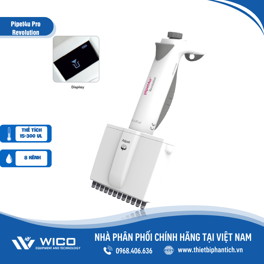 Micropipet 8 Kênh Thay Đổi Thể Tích AHN Đức Pipet4u Pro Revolution